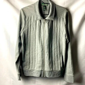 LRL LAUREN ACTIVE RALPH LAUREN WOMEN’S SIZE LARGE GRAY QUILTED ZIP FRONT